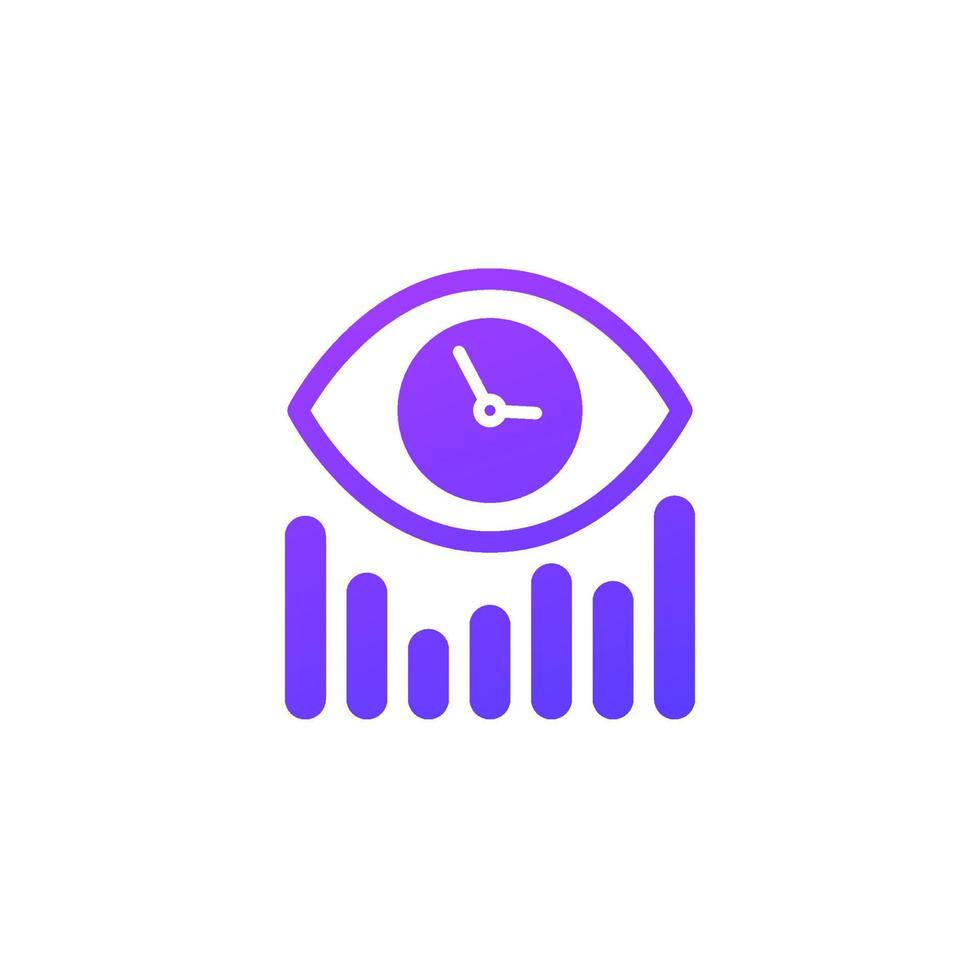 eye and clock, time tracking icon, vector