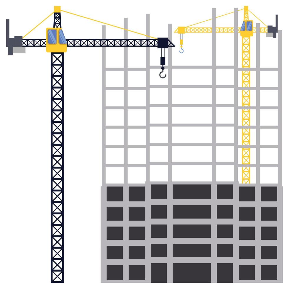 construcción edificio torre grúa ilustración vector