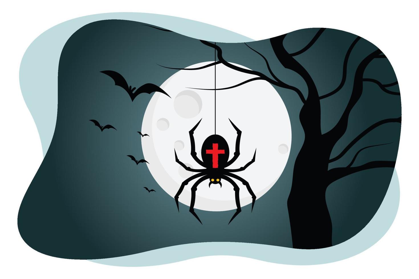 Halloween black scary spider vector illustration