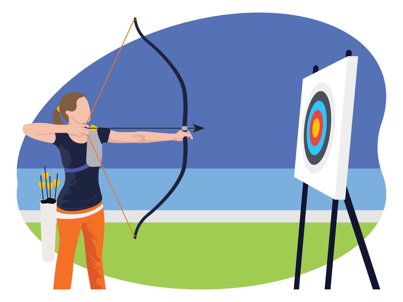 Female archery player beautiful illustration. vector