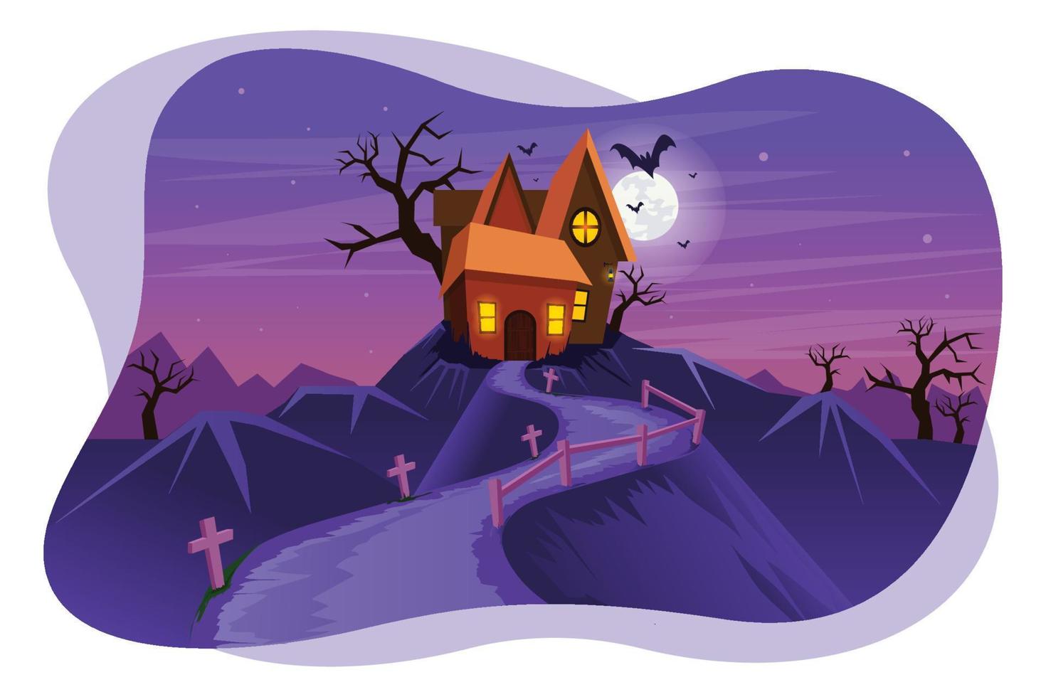 ilustración de vector de casa de miedo de halloween