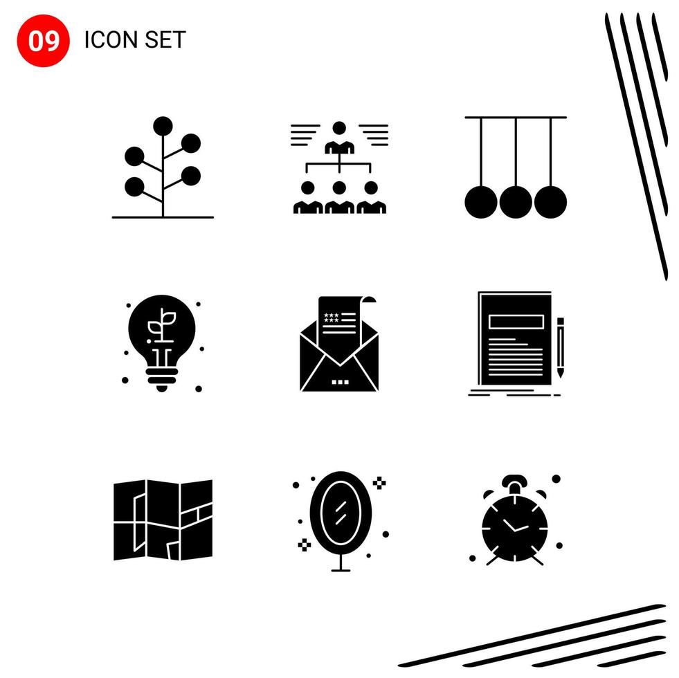 Collection of 9 Vector Icons in solid style Pixle Perfect Glyph Symbols for Web and Mobile Solid Icon Signs on White Background 9 Icons