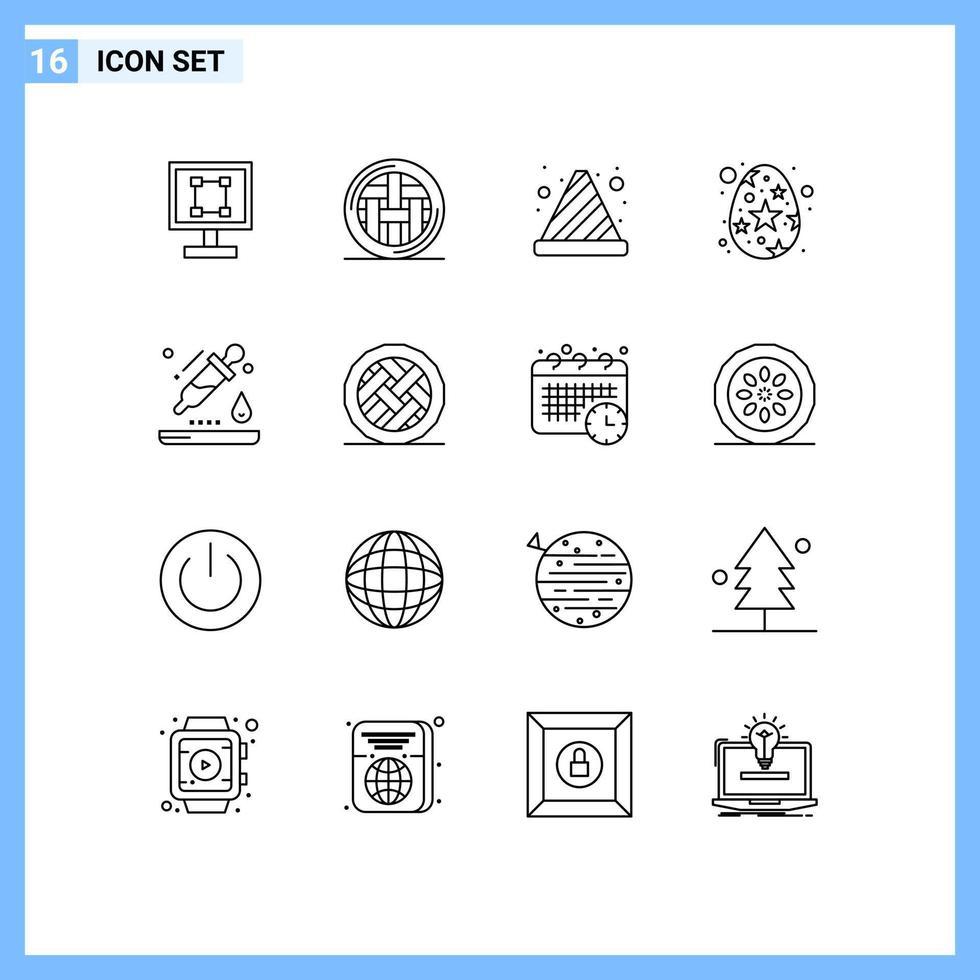 Group of 16 Outlines Signs and Symbols for star egg egg pie easter stop Editable Vector Design Elements