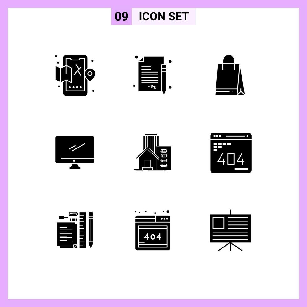 conjunto de 9 iconos de interfaz de usuario modernos signos de símbolos para elementos de diseño de vector editables de monitor de imac de bolsa de pc de estado