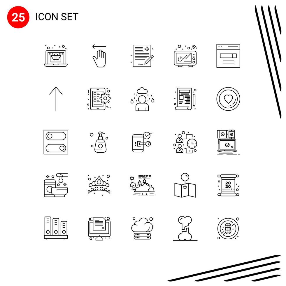 Set of 25 Vector Lines on Grid for engine microwave doctor kitchenware connect Editable Vector Design Elements