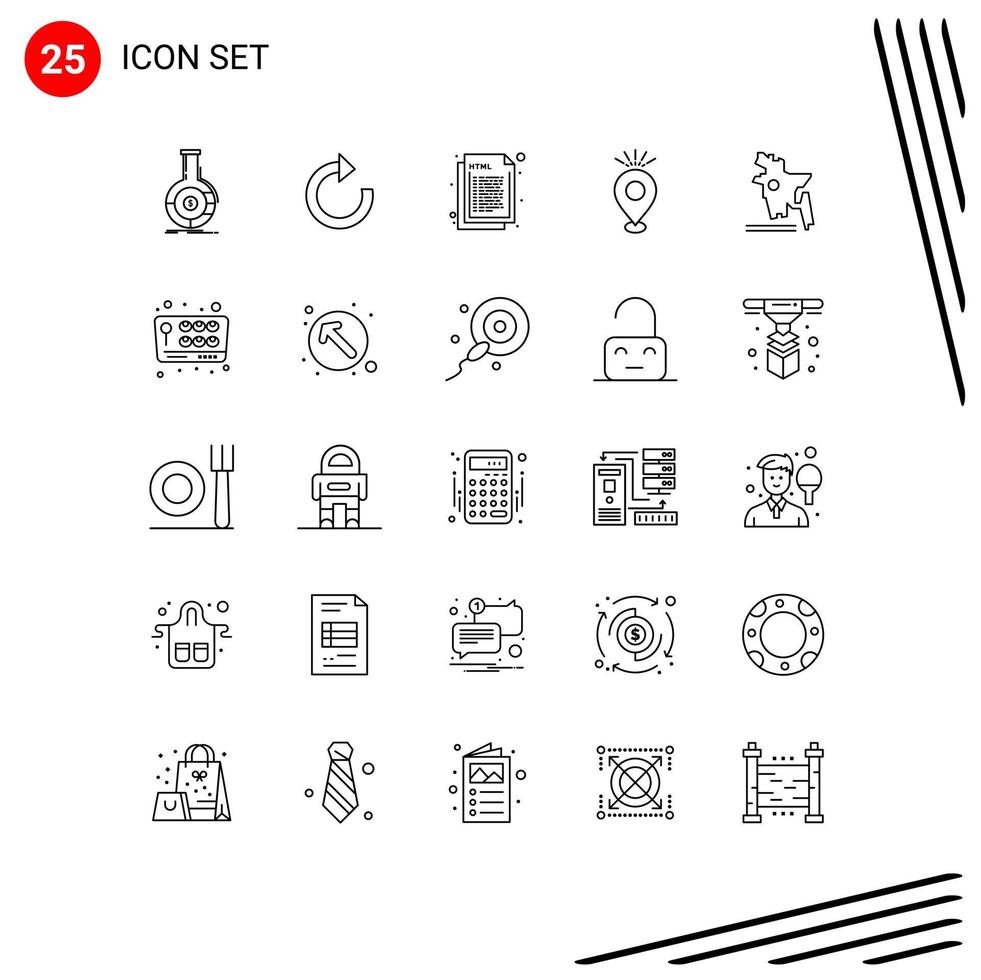 Pack of 25 creative Lines of map camping coding pin web Editable Vector Design Elements