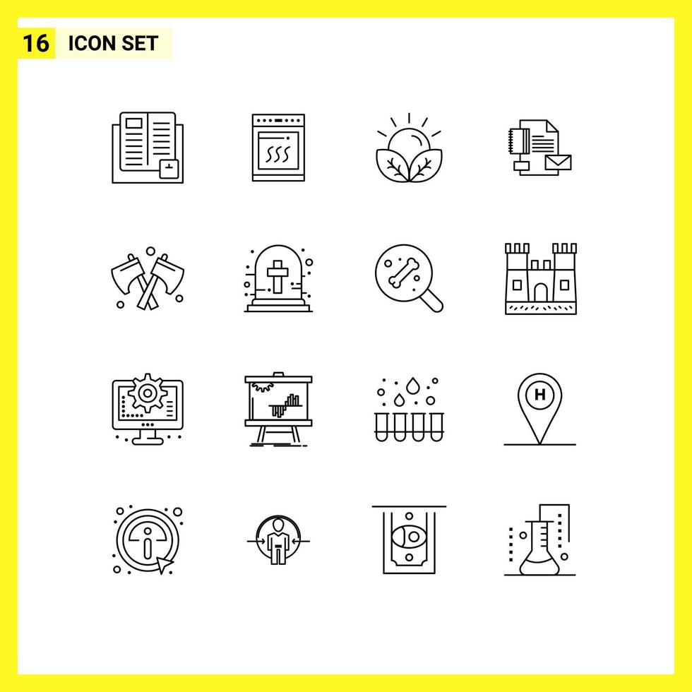 Set of 16 Commercial Outlines pack for company brand cooking branding farming Editable Vector Design Elements