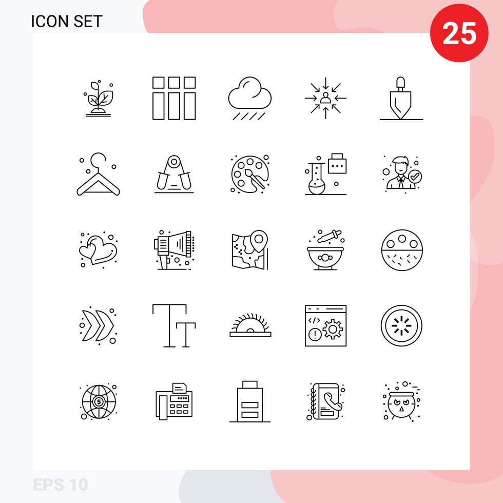 Group of 25 Lines Signs and Symbols for gardening selection cloud focus choice Editable Vector Design Elements
