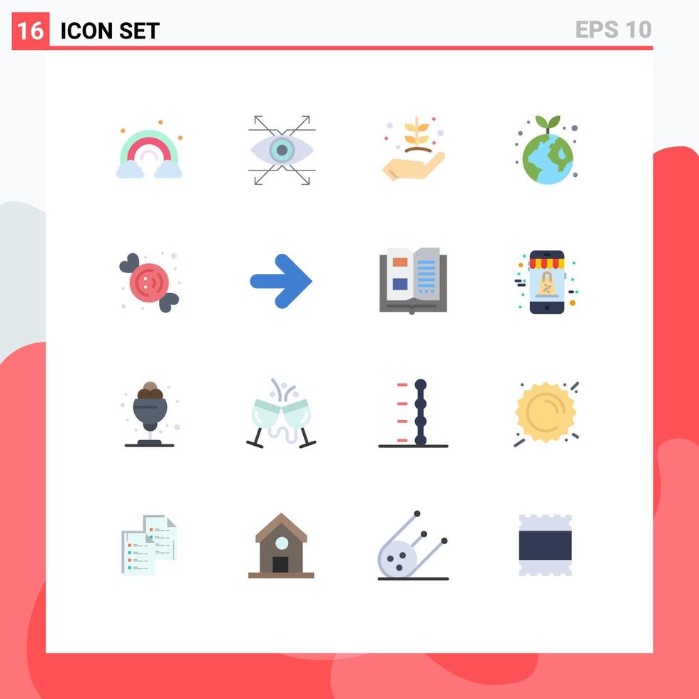 Universal Icon Symbols Group of 16 Modern Flat Colors of candy global agriculture ecology nature Editable Pack of Creative Vector Design Elements