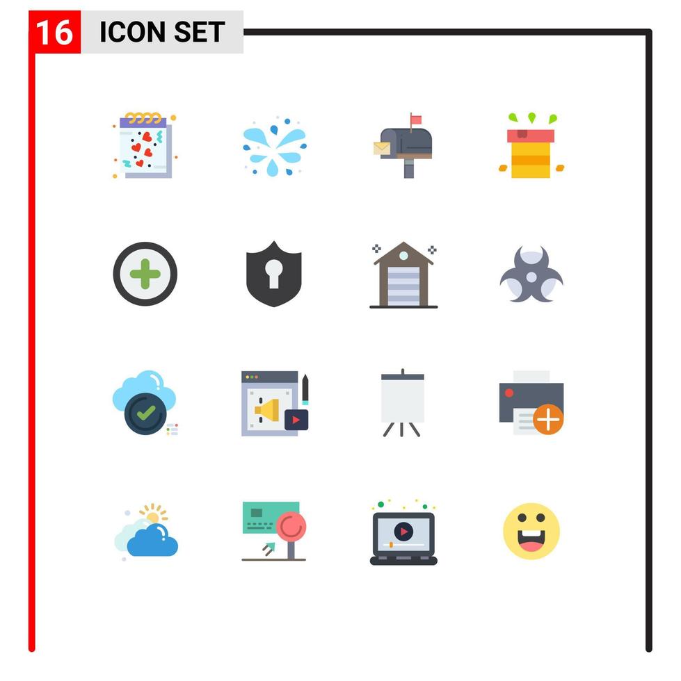 Group of 16 Modern Flat Colors Set for basic resistant mail miscellaneous bag Editable Pack of Creative Vector Design Elements
