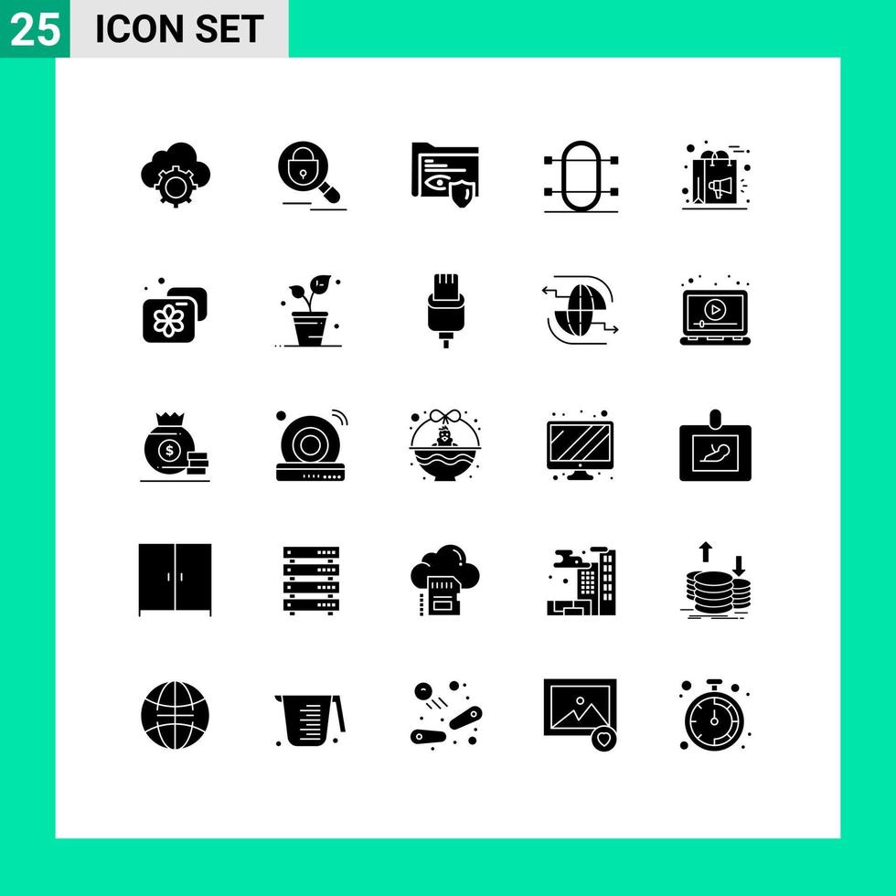 Editable Vector Line Pack of 25 Simple Solid Glyphs of sport physic internet game surveillance Editable Vector Design Elements