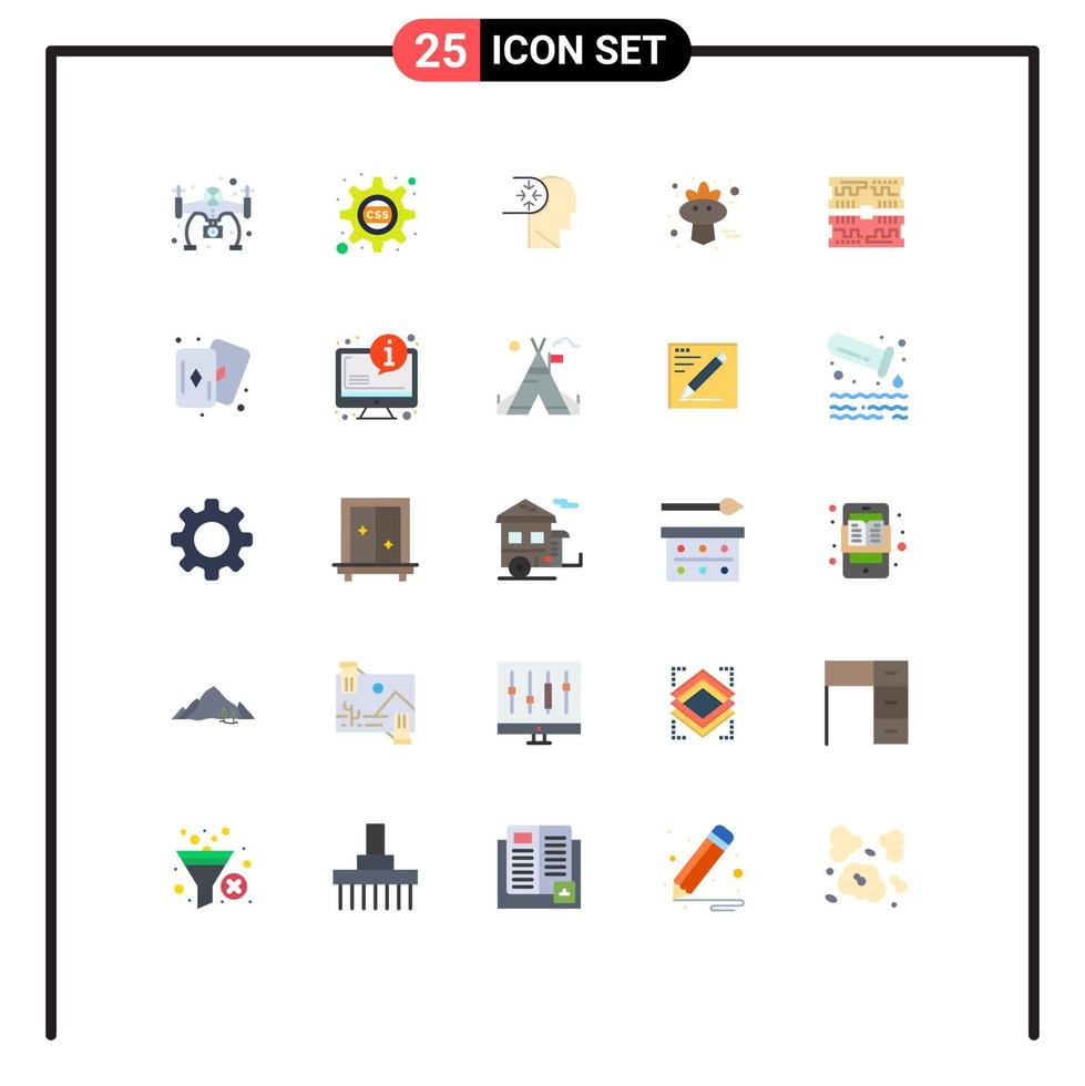 Modern Set of 25 Flat Colors and symbols such as computer cards autism thanksgiving bird Editable Vector Design Elements