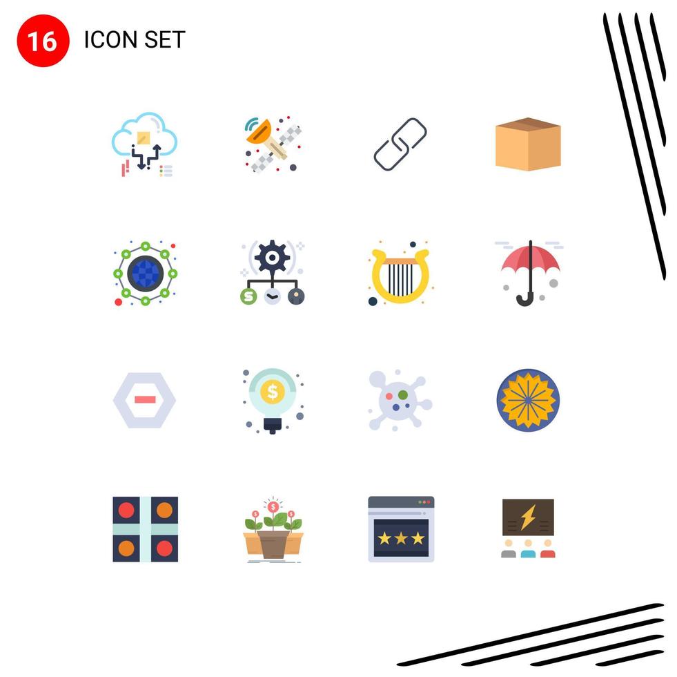 Group of 16 Modern Flat Colors Set for marketing global clip product box Editable Pack of Creative Vector Design Elements