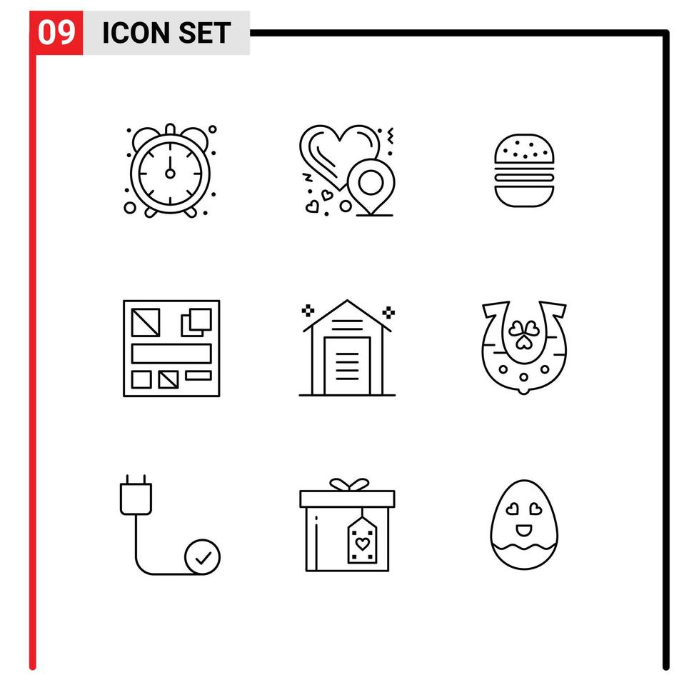 9 iconos creativos signos y símbolos modernos de almacenamiento de almacén elementos de diseño de vector editables web de compras rápidas