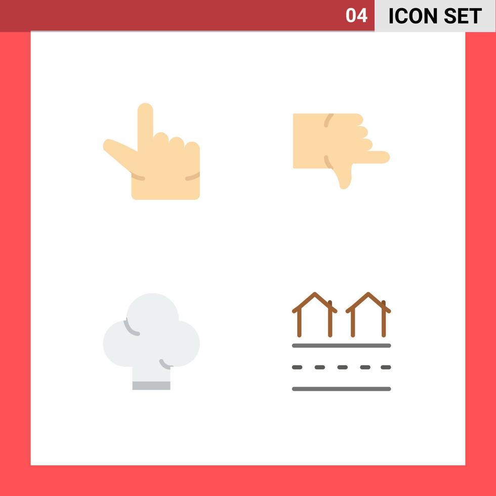 User Interface Pack of 4 Basic Flat Icons of pinch estate down chef housing Editable Vector Design Elements