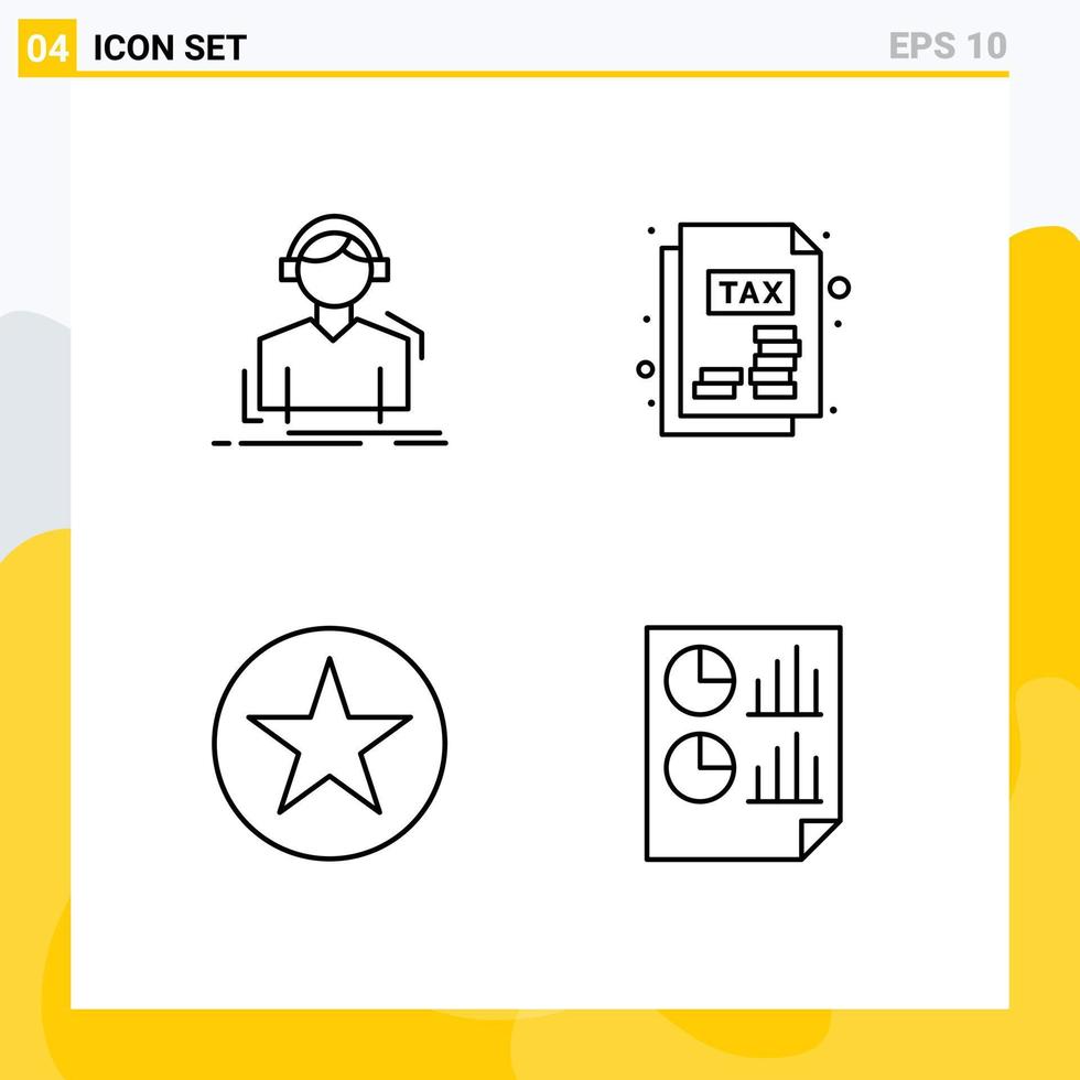 4 Creative Icons Modern Signs and Symbols of engineer circle meloman income tax statement insignia Editable Vector Design Elements