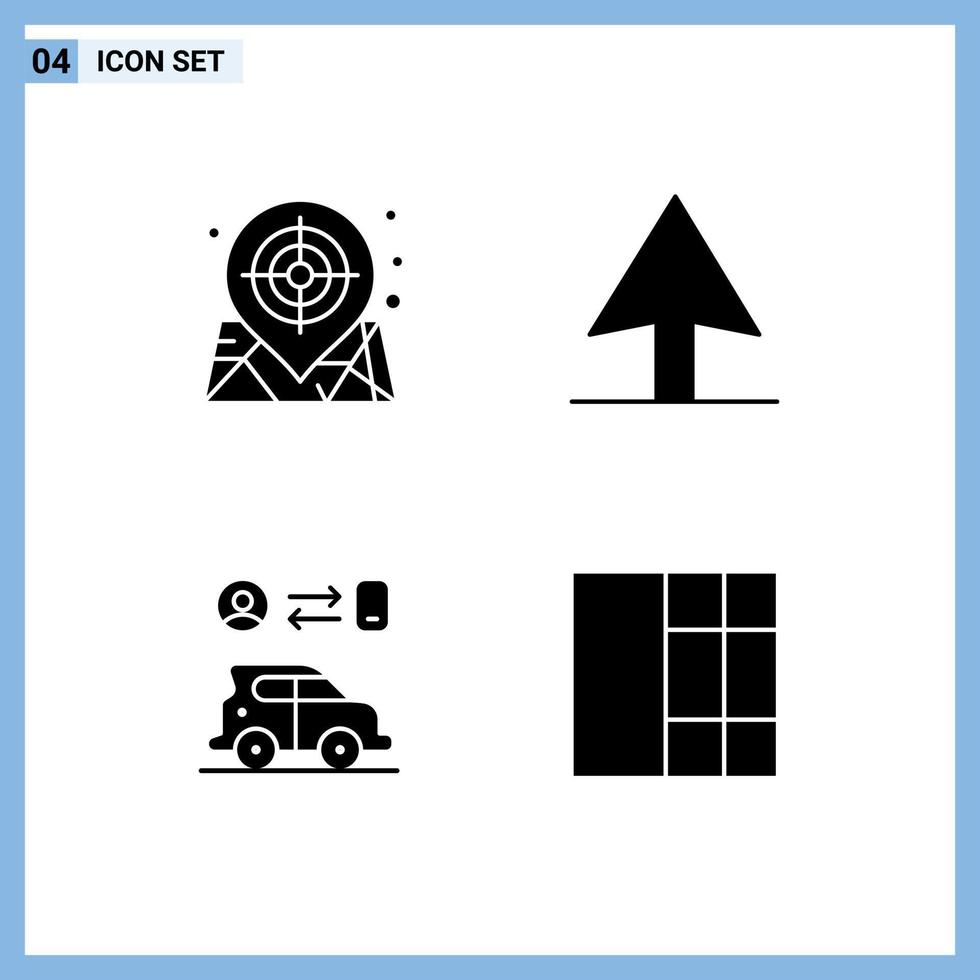 Universal Icon Symbols Group of 4 Modern Solid Glyphs of map grid web transport Layer 1 Editable Vector Design Elements