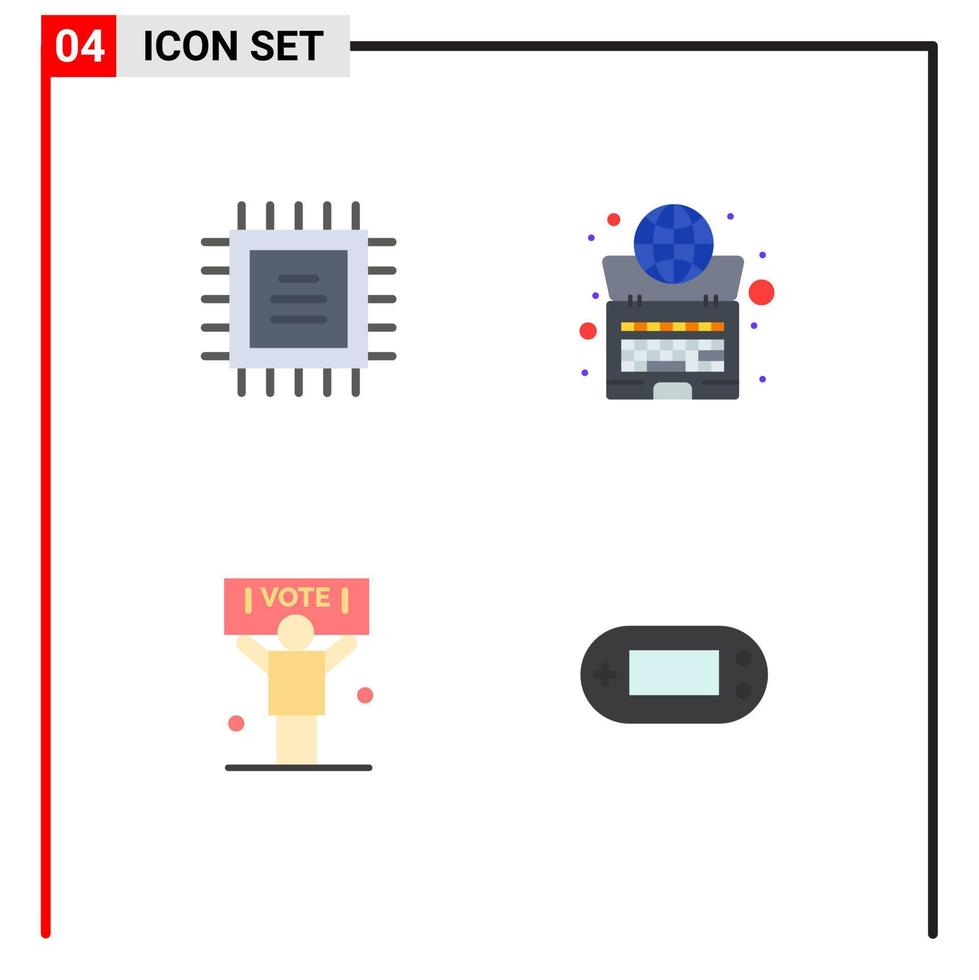 grupo de 4 signos y símbolos de iconos planos para elementos de diseño de vectores editables de votación del sistema global político de chips