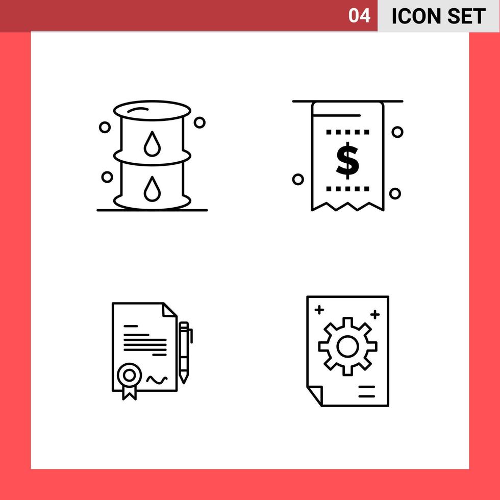 4 Icon Pack Line Style Outline Symbols on White Background Simple Signs for general designing Creative Black Icon vector background