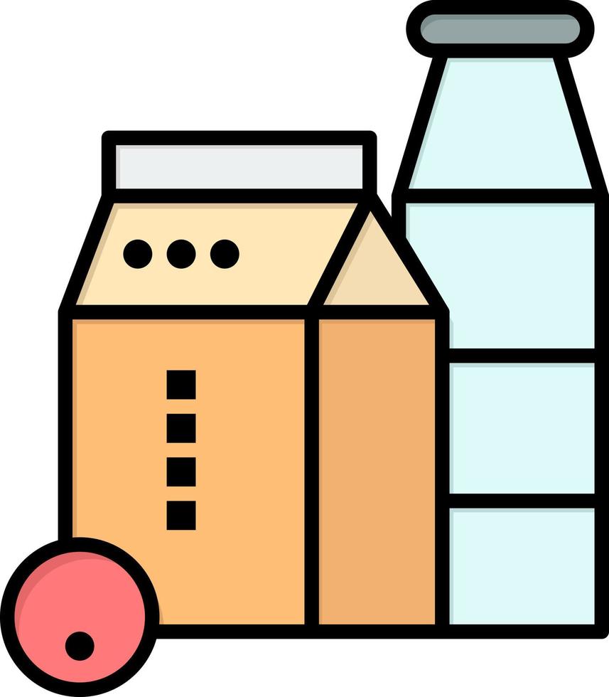 Milk Box Bottle Shopping  Flat Color Icon Vector icon banner Template