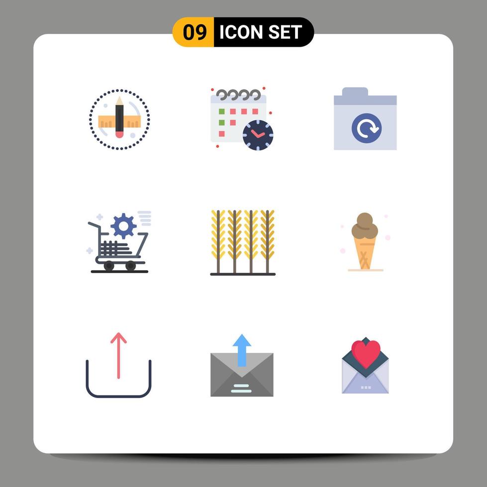 9 Creative Icons Modern Signs and Symbols of wheat cereal refresh store setting Editable Vector Design Elements