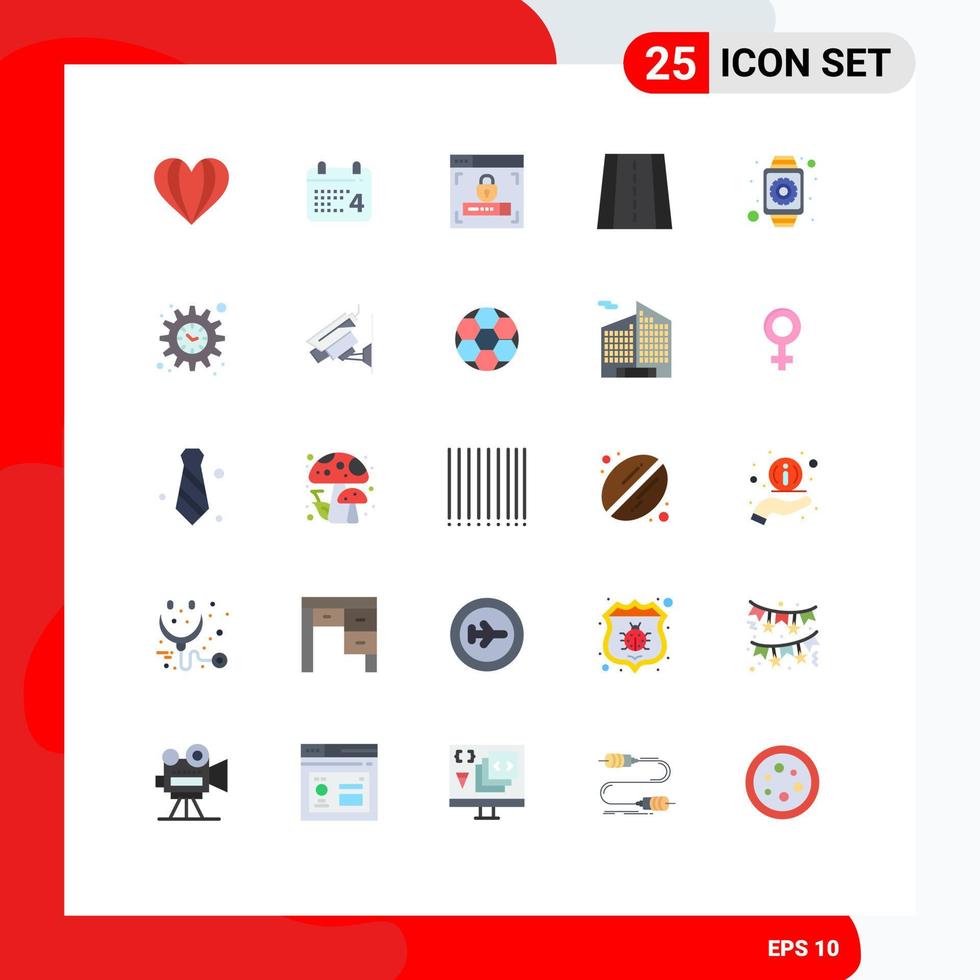 Stock Vector Icon Pack of 25 Line Signs and Symbols for settings interface web design gear road Editable Vector Design Elements