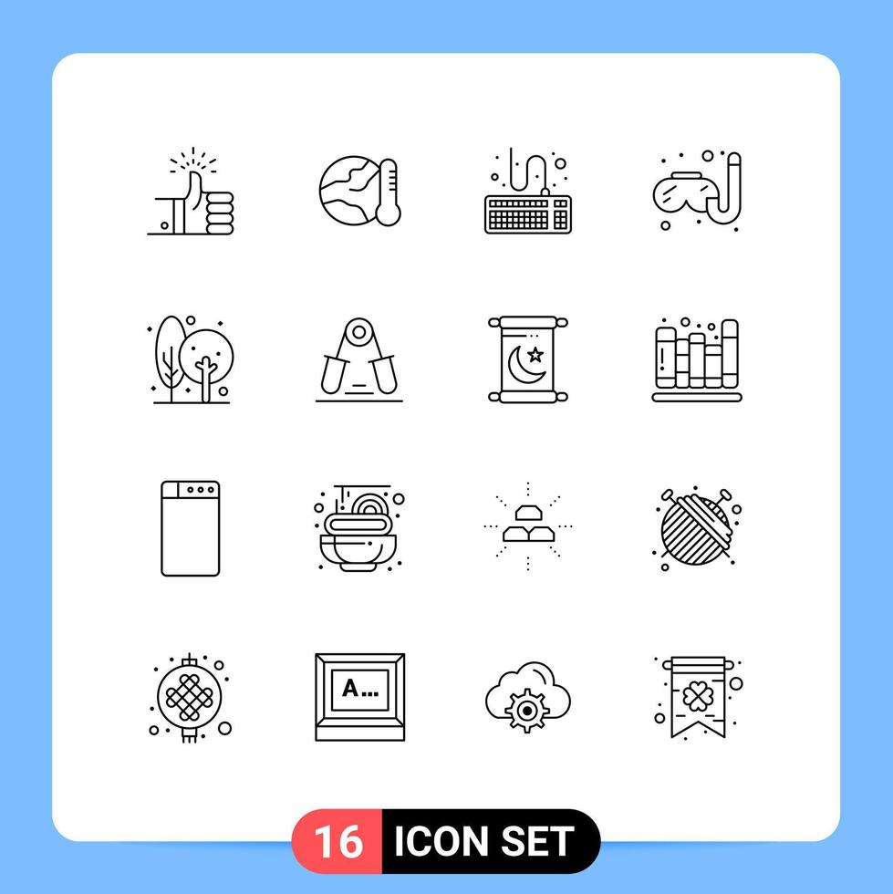 Pictogram Set of 16 Simple Outlines of agriculture hobbies hot swimming type Editable Vector Design Elements