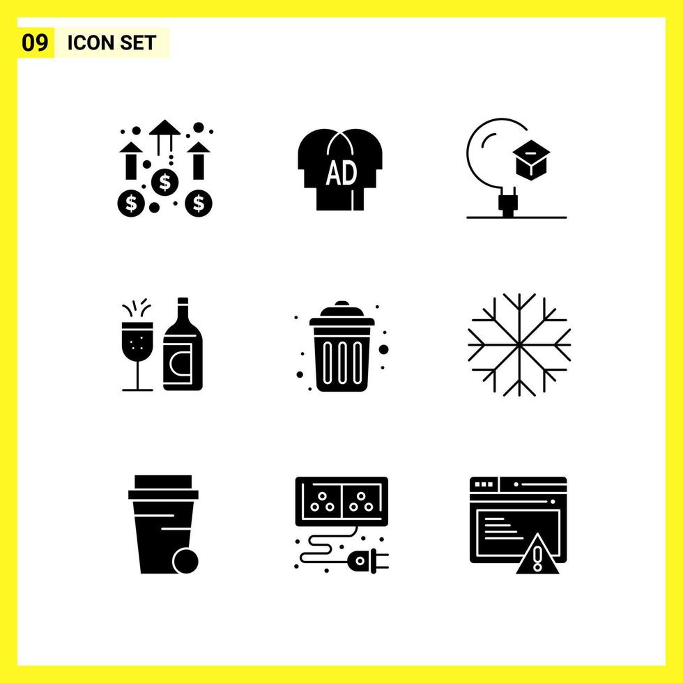 9 Icon Set Simple Solid Symbols Glyph Sign on White Background for Website Design Mobile Applications and Print Media Creative Black Icon vector background