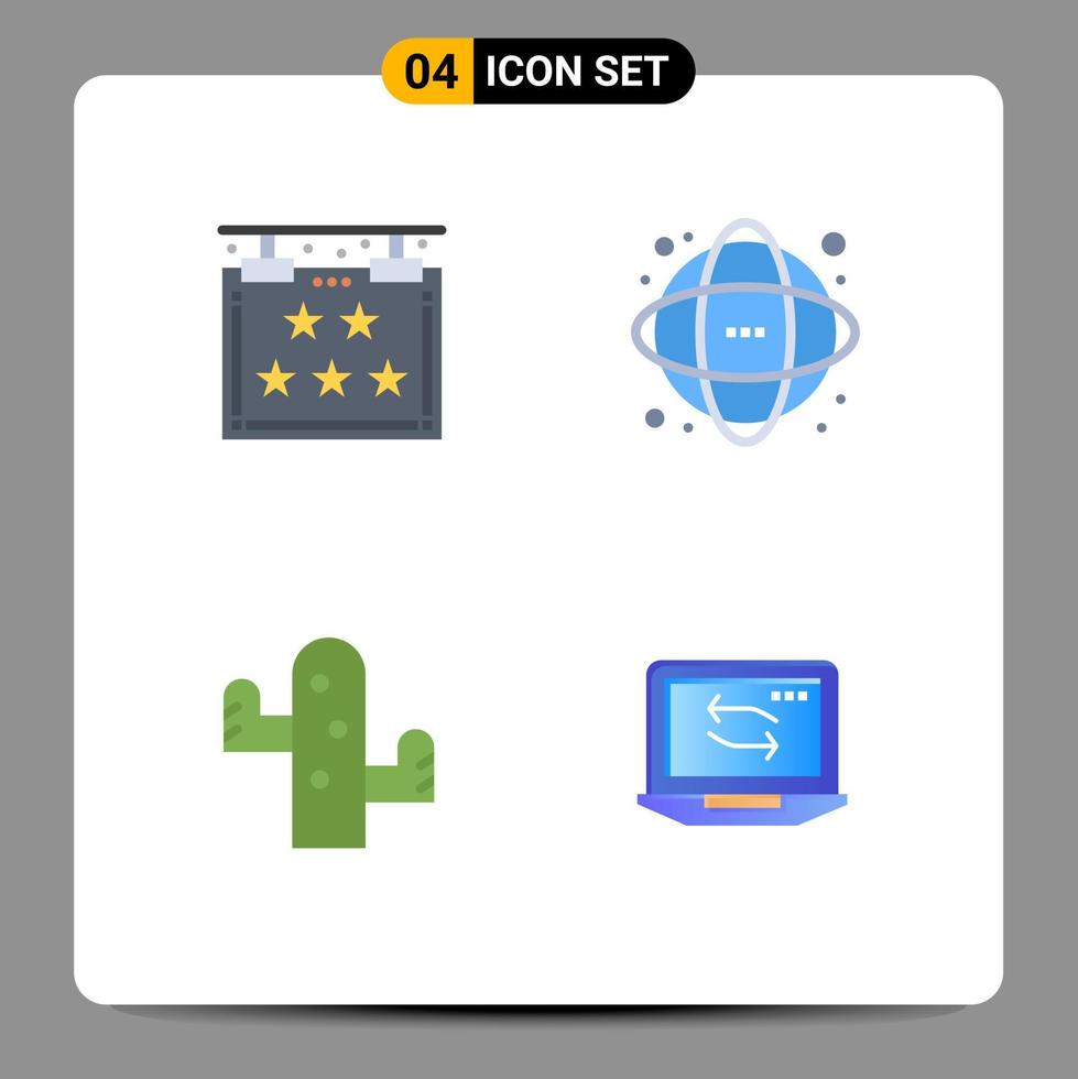 Pack of 4 creative Flat Icons of five cactus star information nature Editable Vector Design Elements