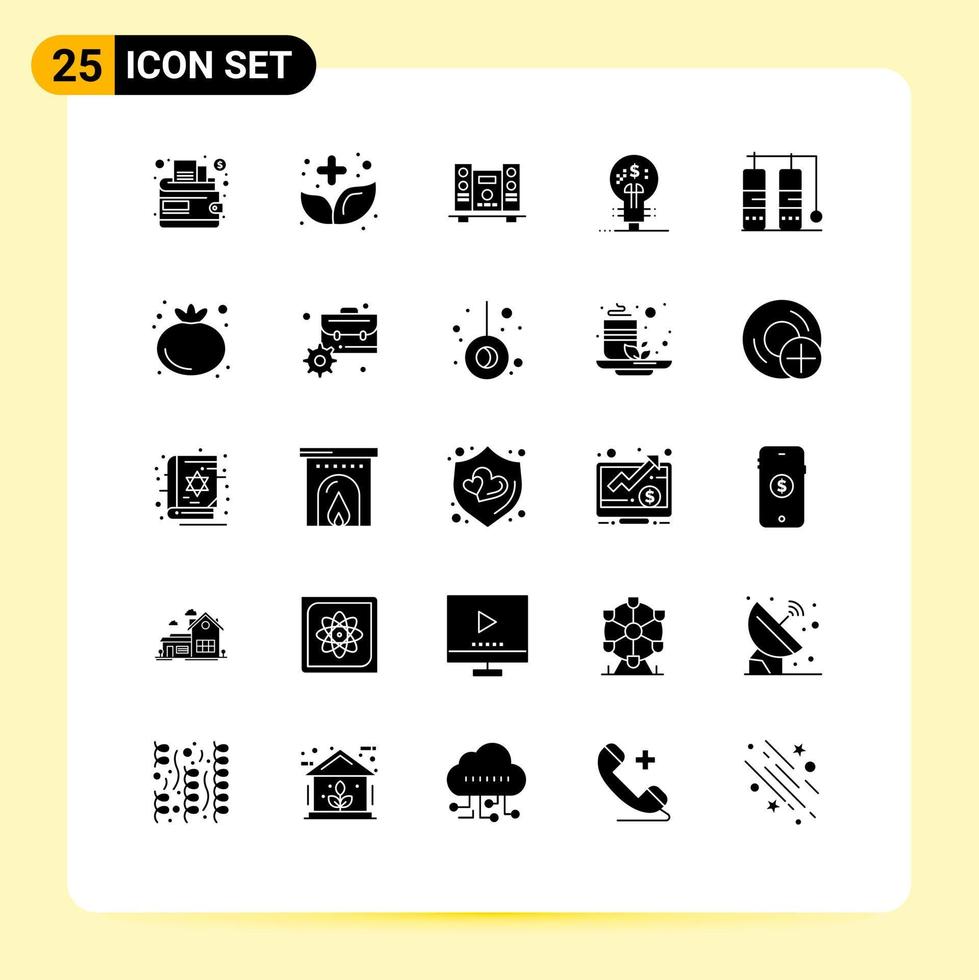 25 User Interface Solid Glyph Pack of modern Signs and Symbols of travel idea woofer fintech fintech innovation Editable Vector Design Elements