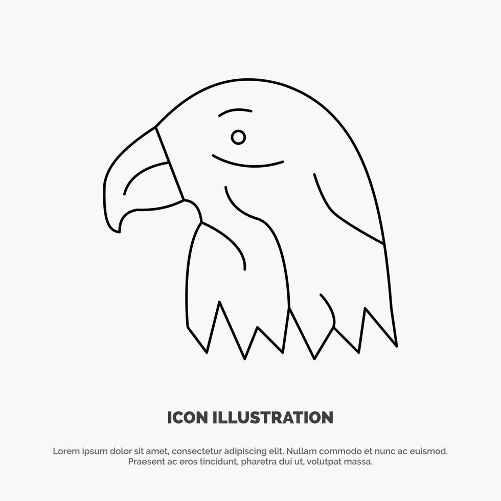 Animal Bird Eagle Usa Line Icon Vector