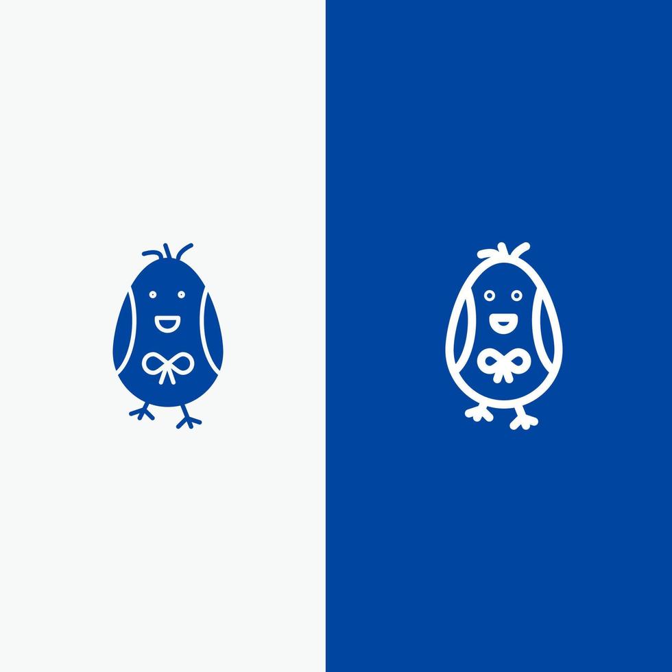 Chicken Easter Baby Happy Line and Glyph Solid icon Blue banner Line and Glyph Solid icon Blue banner vector