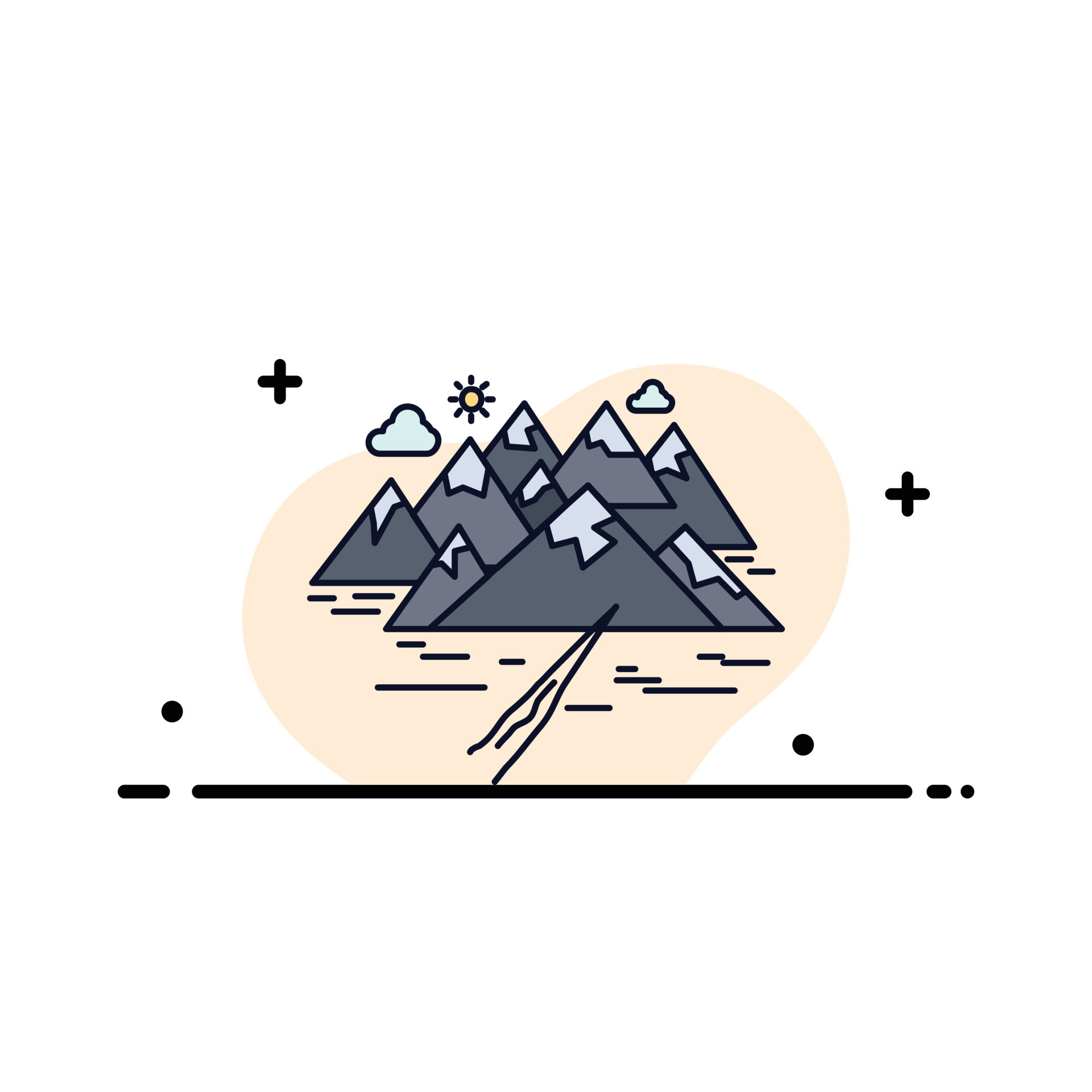 Mountain hill landscape rocks crack Flat Color Icon Vector 15495614