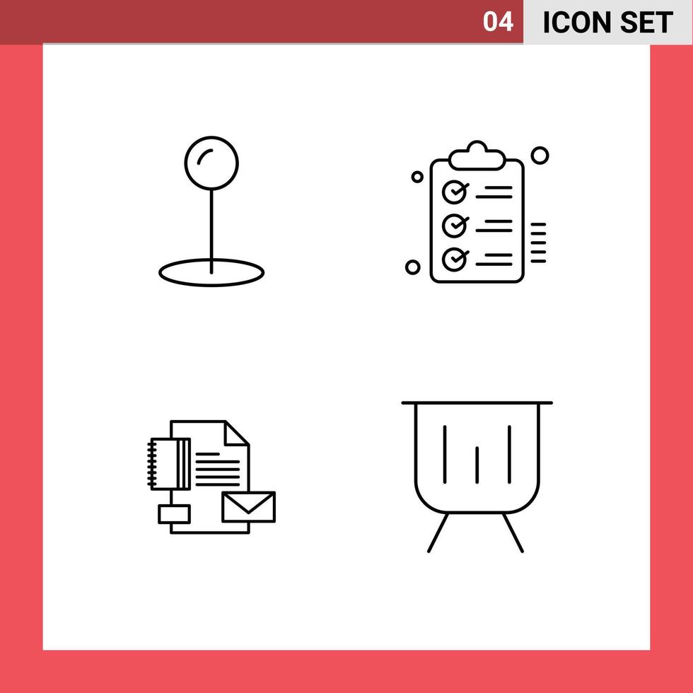 paquete de línea de vector editable de 4 colores planos de línea de llenado simple de mapas portapapeles de negocios para elementos de diseño de vector editables de identidad