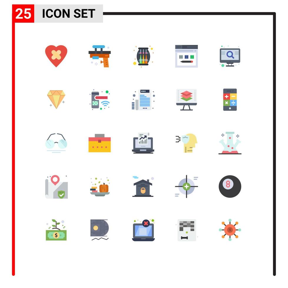 Group of 25 Modern Flat Colors Set for engine website drum web internet Editable Vector Design Elements