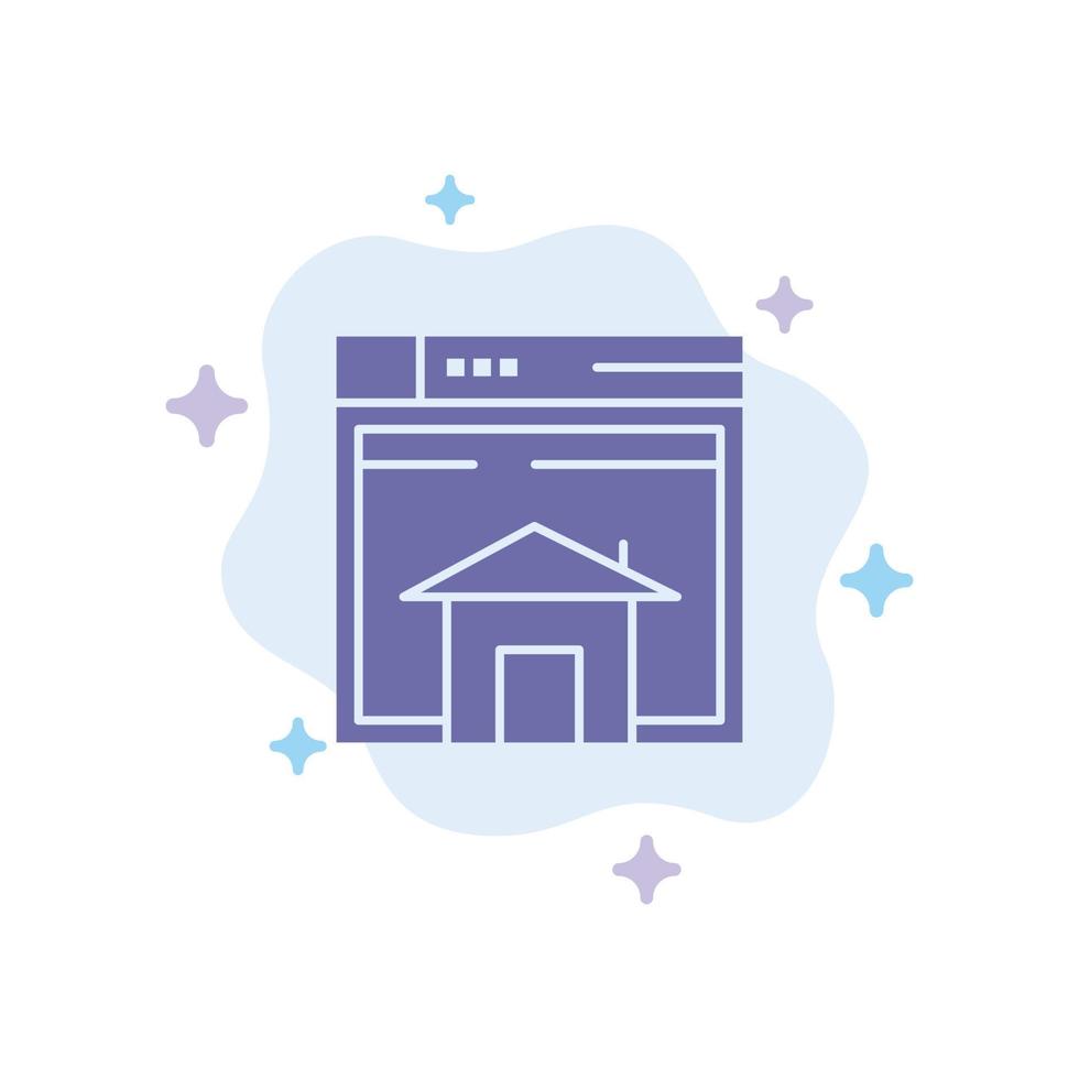 icono azul del sitio web de la página de diseño web de venta de casas en el fondo abstracto de la nube vector
