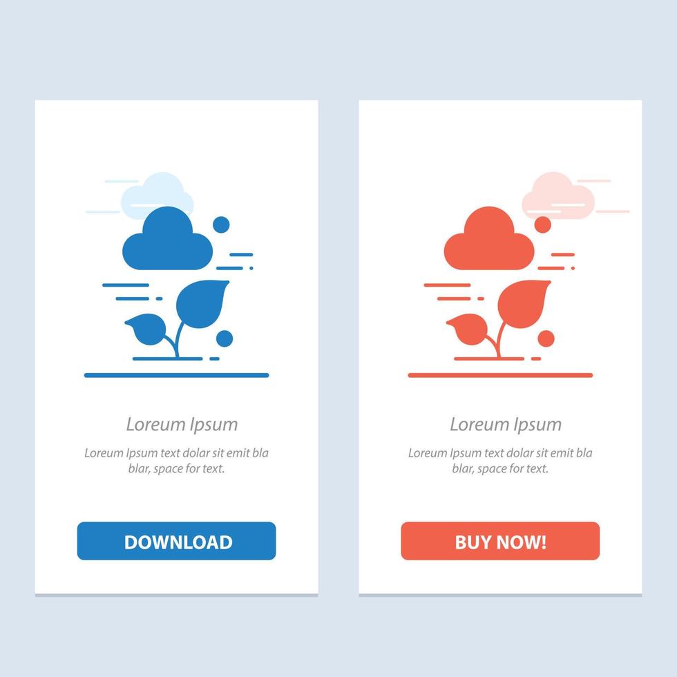 Plant Cloud Leaf Technology  Blue and Red Download and Buy Now web Widget Card Template vector