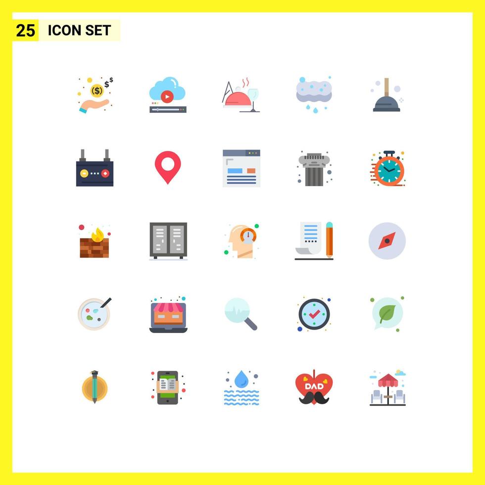 Universal Icon Symbols Group of 25 Modern Flat Colors of cleaning sponge online cleaning glass Editable Vector Design Elements
