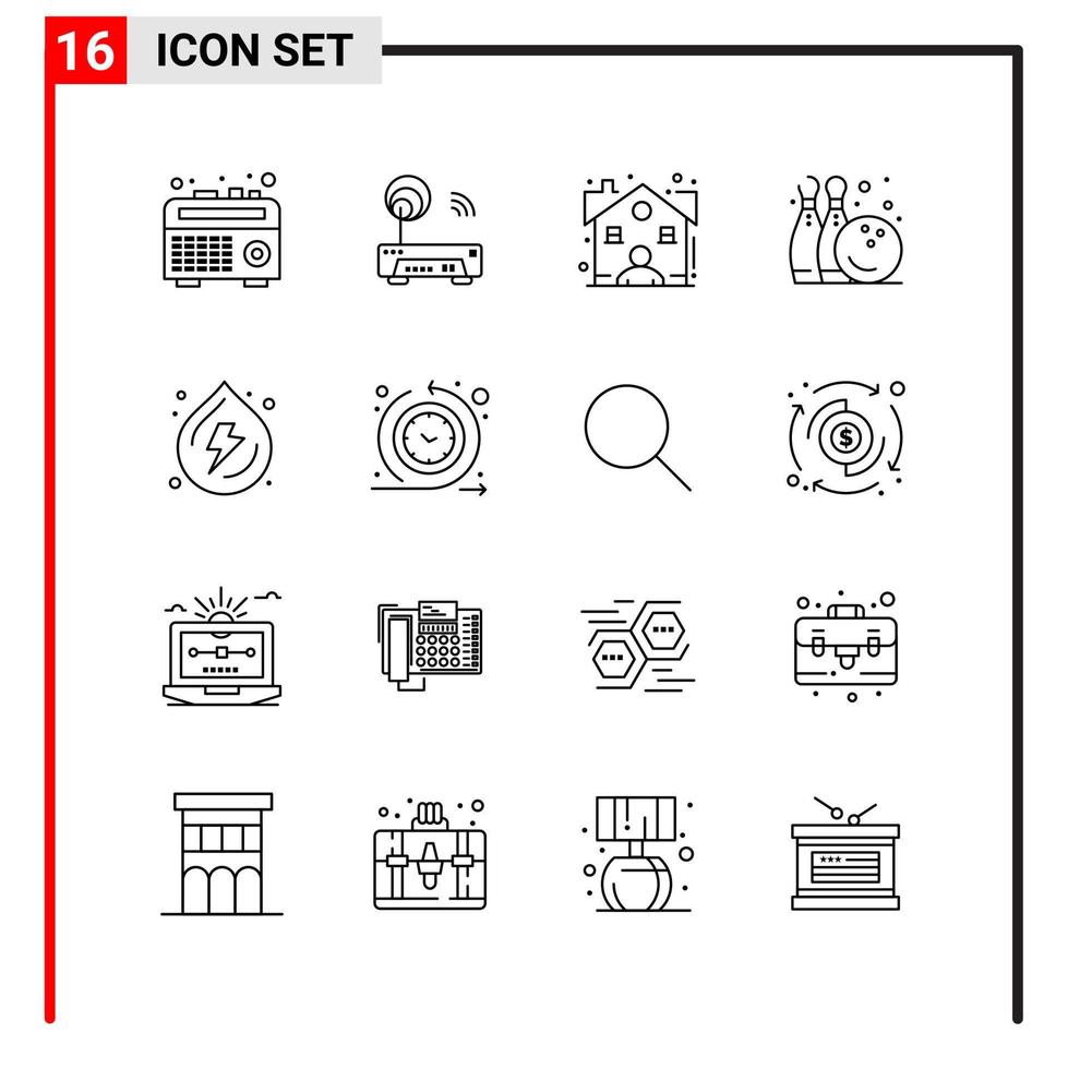 16 íconos generales para diseño de sitios web, impresión y aplicaciones móviles 16 símbolos de contorno signos aislados en fondo blanco paquete de 16 íconos vector