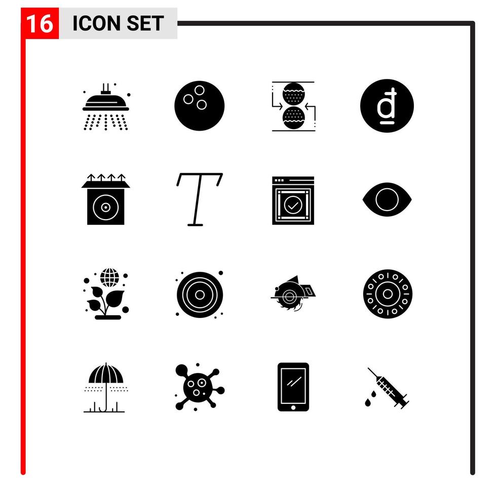 Pack of 16 creative Solid Glyphs of font install effective cd vietnam Editable Vector Design Elements