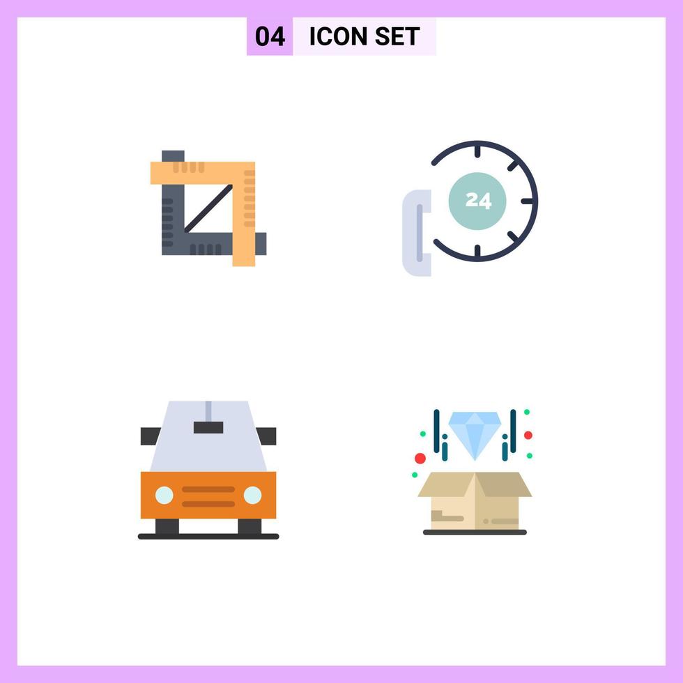 Universal Icon Symbols Group of 4 Modern Flat Icons of crop car graphic editor communication box Editable Vector Design Elements