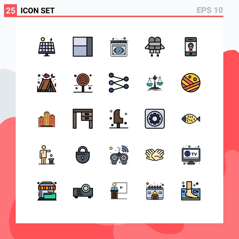 Set of 25 Modern UI Icons Symbols Signs for holidays signs view pin location Editable Vector Design Elements