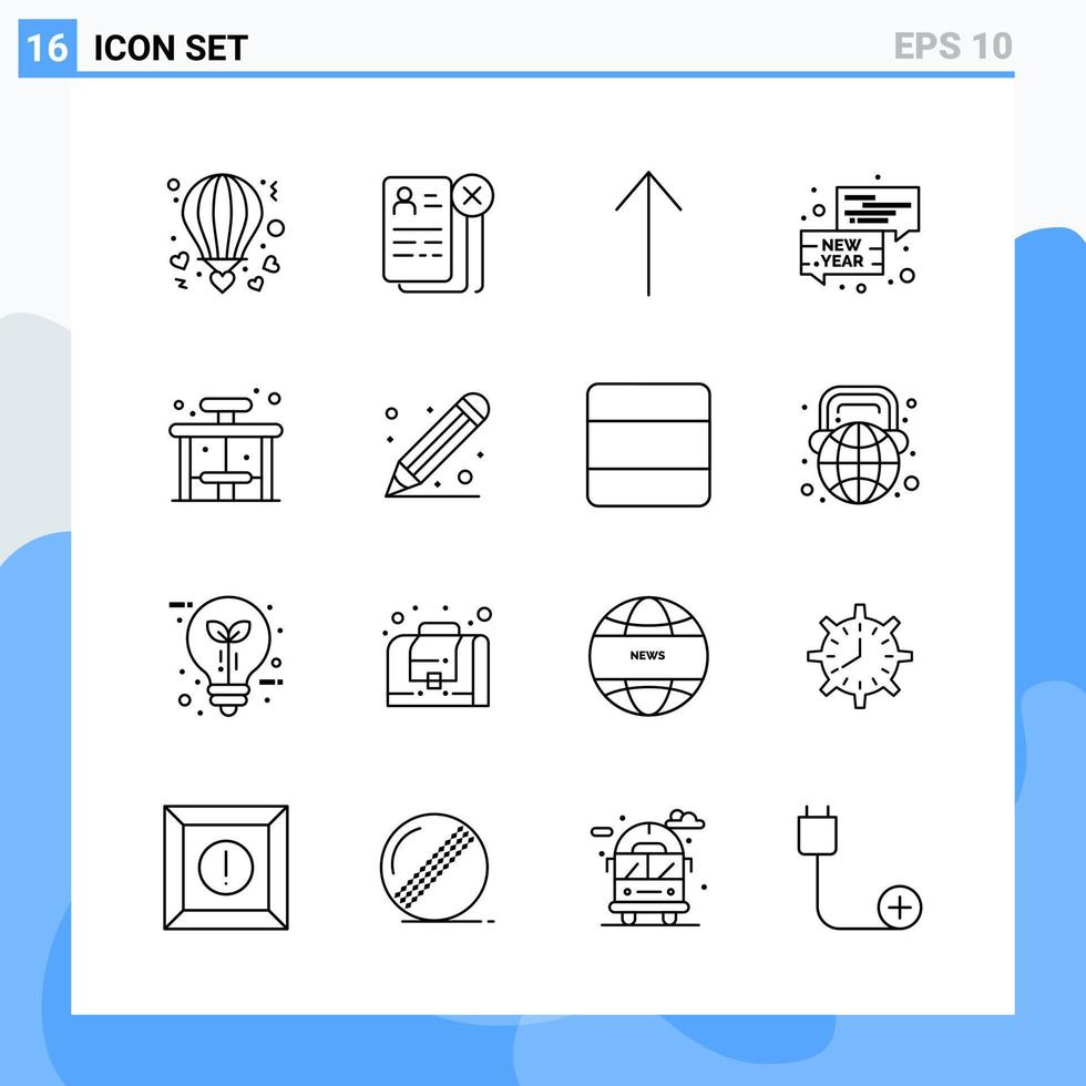 Modern 16 Line style icons Outline Symbols for general use Creative Line Icon Sign Isolated on White Background 16 Icons Pack Creative Black Icon vector background