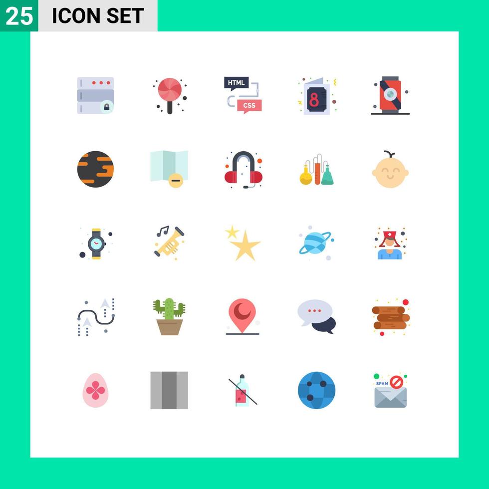 Flat Color Pack of 25 Universal Symbols of food symbol development invite day Editable Vector Design Elements
