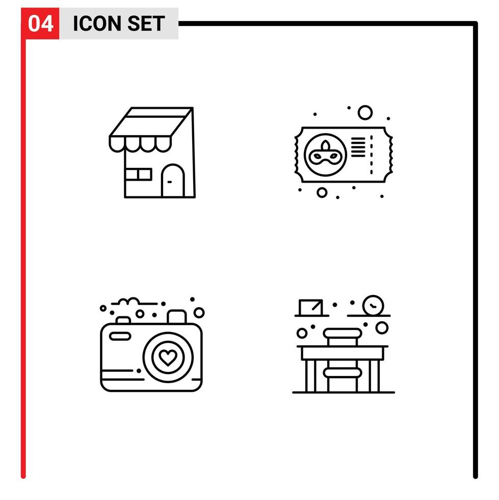 4 Creative Icons Modern Signs and Symbols of building image shop mask photo Editable Vector Design Elements