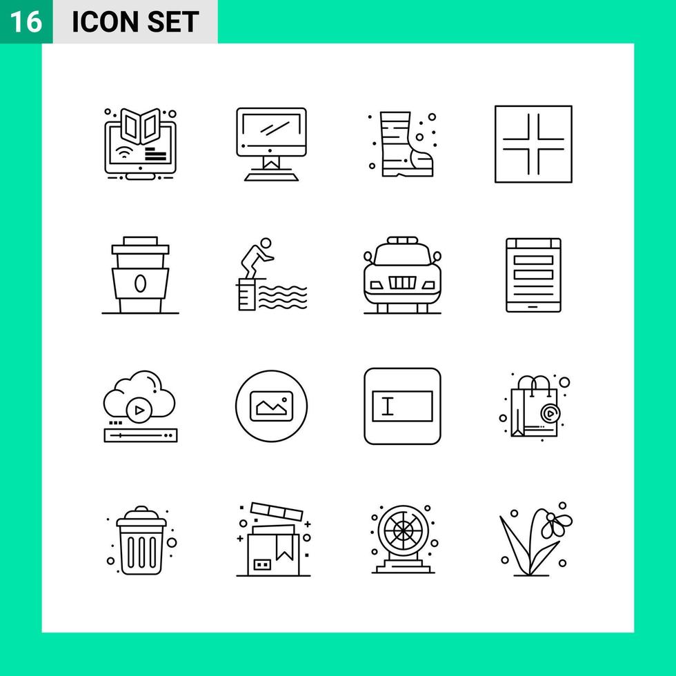 Pack of 16 Line Style Icon Set Outline Symbols for print Creative Signs Isolated on White Background 16 Icon Set vector