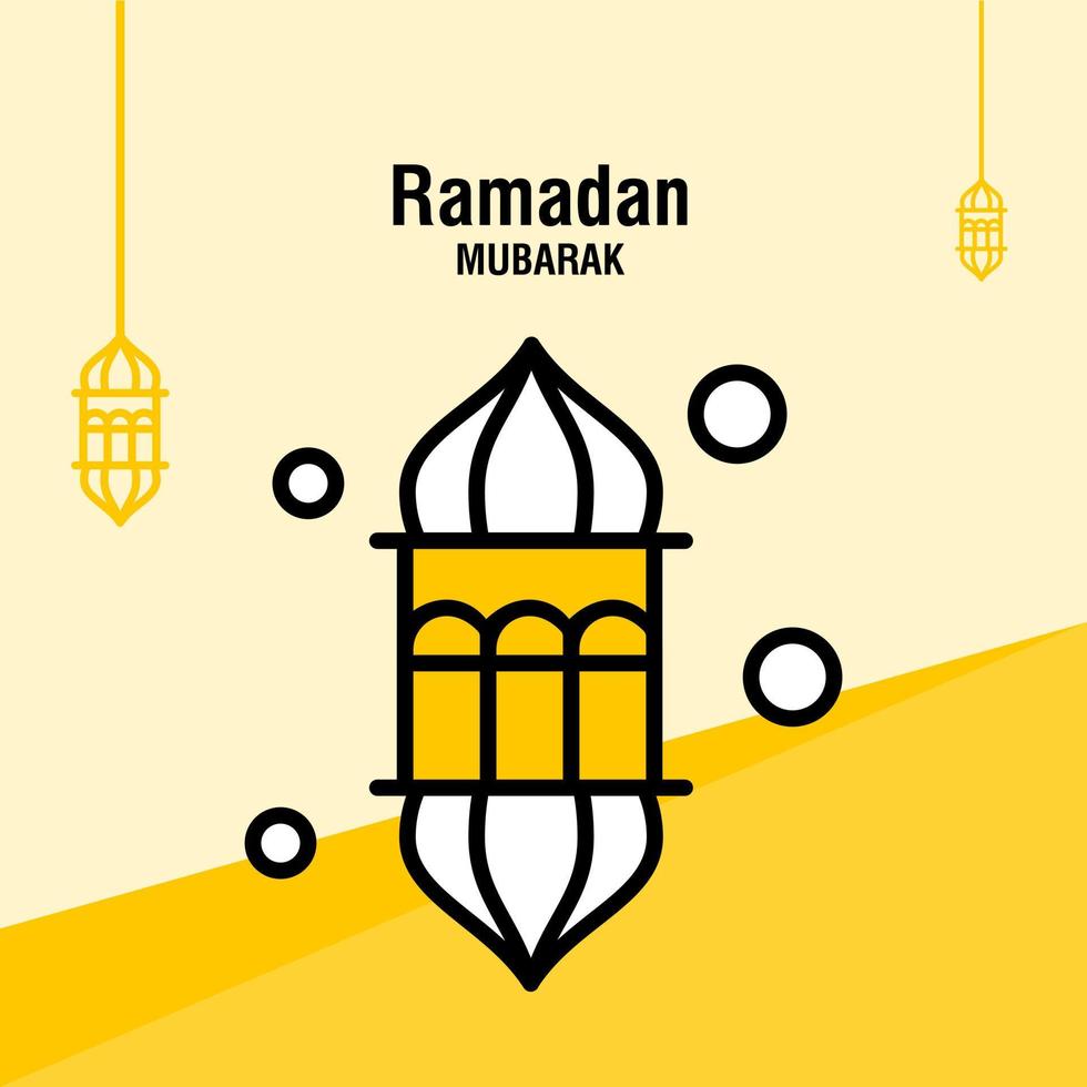 Ramadan kareem greeting template islamic crescent and arabic lantern vector illustration