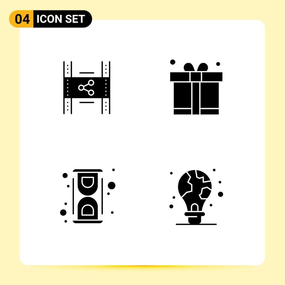 Solid Glyph Pack of 4 Universal Symbols of distribution chemical pp dad laboratory Editable Vector Design Elements