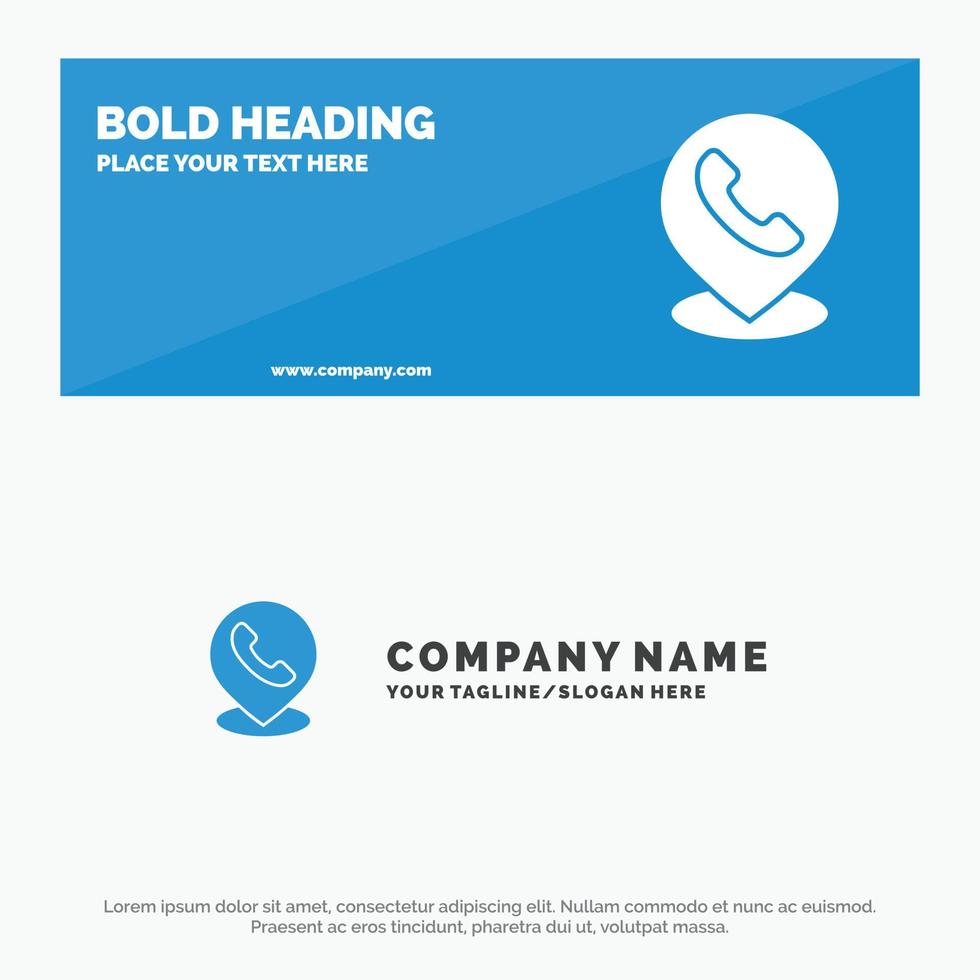 Telephone Phone Map Location SOlid Icon Website Banner and Business Logo Template vector