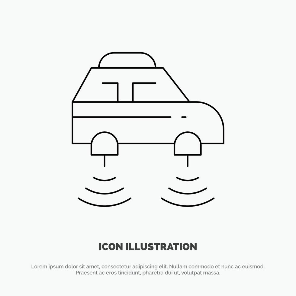 vector de icono de línea wifi inteligente de red eléctrica de coche